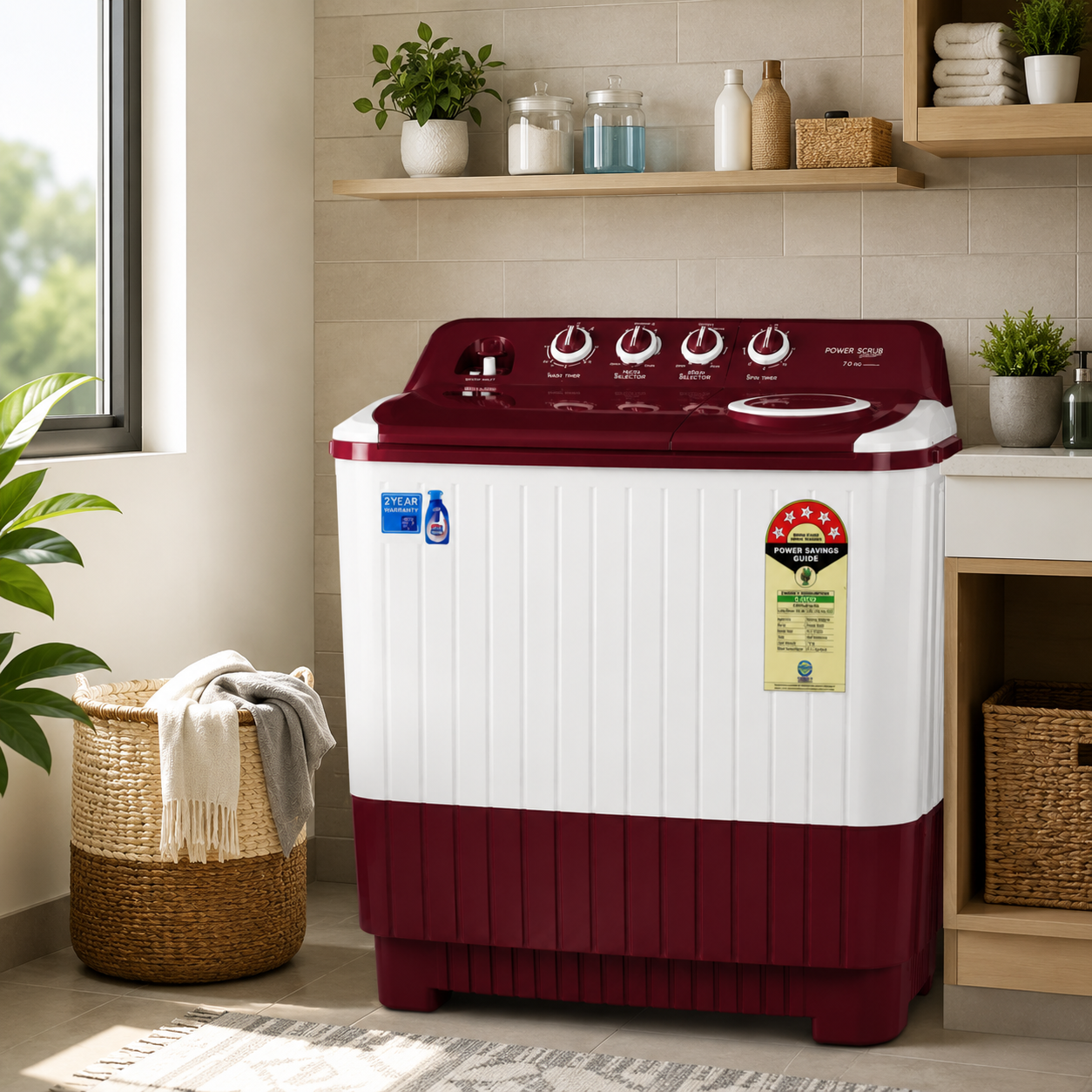 voltas beko 7.5 kg semi automatic top load washing machine – burgundy voltas beko 7.5 kg semi automatic top load washing machine – burgundy