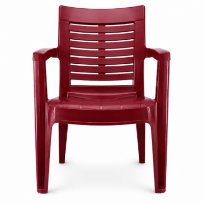 Home irest royal slat back plastic arm chair – maroon