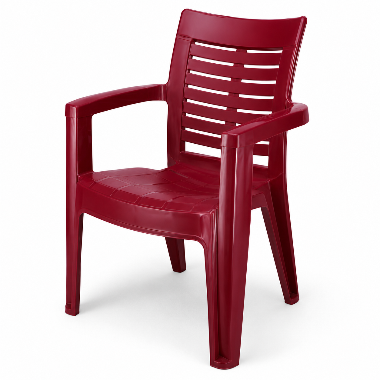 irest royal slat back plastic arm chair – maroon