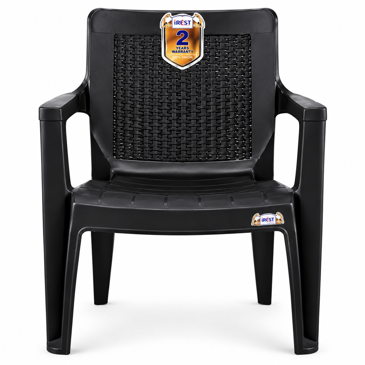 irest premium woven back plastic arm chair – black irest premium woven back plastic arm chair – black