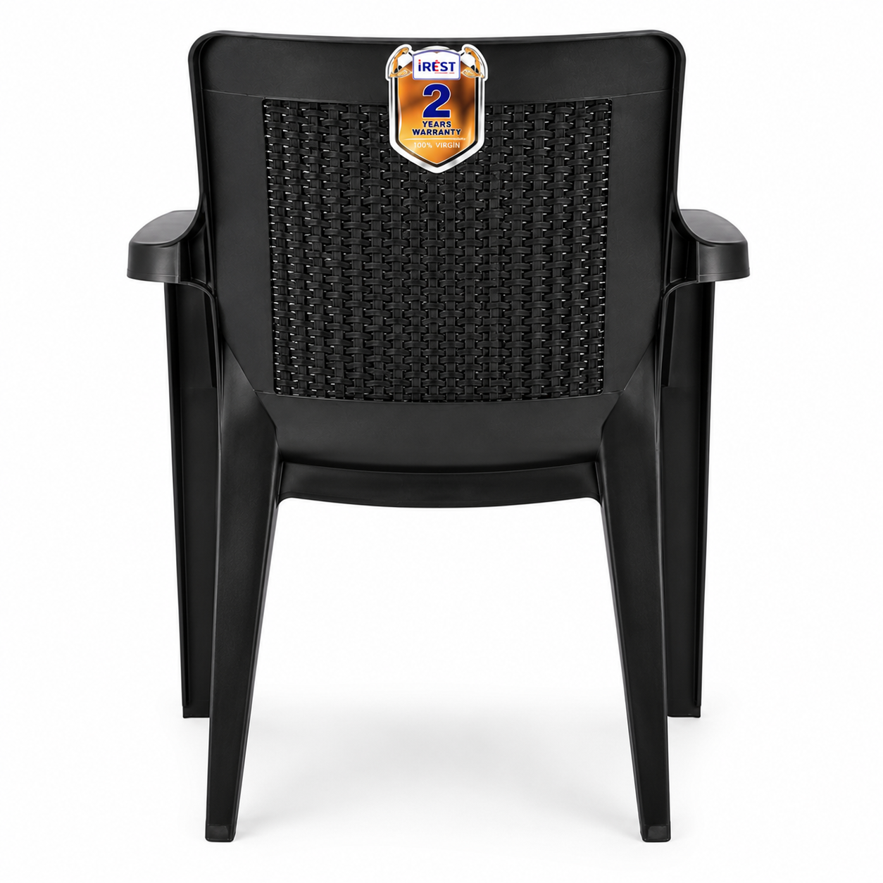 irest premium woven back plastic arm chair – black irest premium woven back plastic arm chair – black