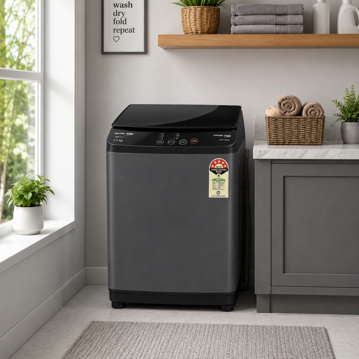 voltas beko 7 kg fully automatic top load washing machine – dark grey voltas beko 7 kg fully automatic top load washing machine – dark grey