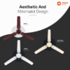 rapid air deco high speed ceiling fan 1200mm | 46w | 380 rpm | soft pearl / white / brown rapid air deco high speed ceiling fan 1200mm | 46w | 380 rpm | soft pearl / white / brown
