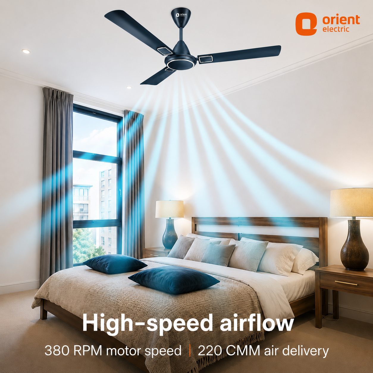 orient falcon deco high speed ceiling fan 1200mm | 380 rpm | 220 cmm air delivery orient falcon deco high speed ceiling fan 1200mm | 380 rpm | 220 cmm air delivery